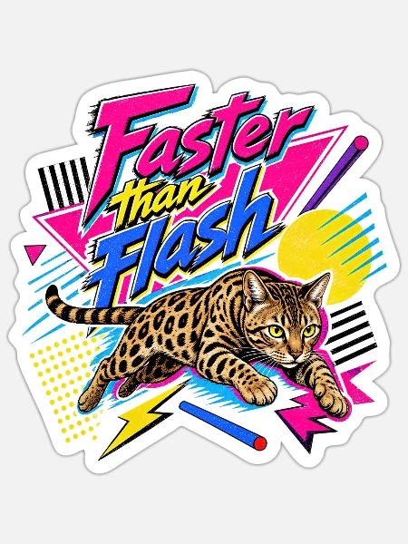 Retro 90s Bengal Katze Sprint - Sticker Größe S (10 x 10 cm) - Mattweiß