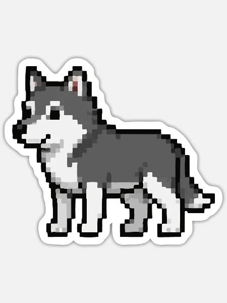 Pixel Wolf - Sticker Größe S (10 x 10 cm) - Mattweiß