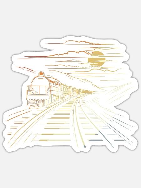 Eisenbahn Retro Stil - Sticker Größe S (10 x 10 cm) - Mattweiß