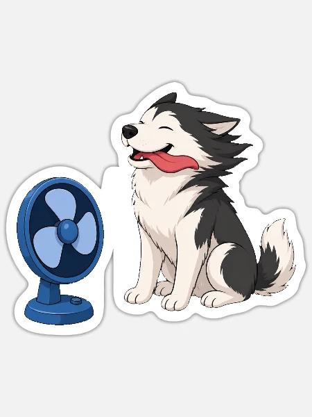 Husky im Gegenwind - Sticker Größe S (10 x 10 cm) - Mattweiß