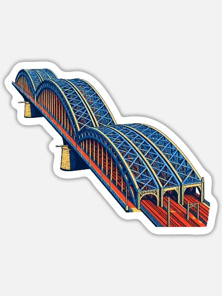 Hohenzollernbrücke Farbkunst - Sticker Größe S (10 x 10 cm) - Mattweiß