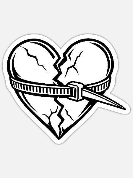 Gebrochenes Herz repariert - Sticker Größe S (10 x 10 cm) - Mattweiß