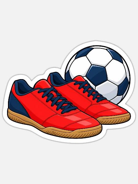 Futsal-Schuhe und Ball - Sticker Größe S (10 x 10 cm) - Mattweiß