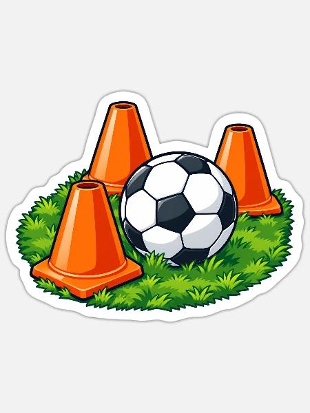 Fußball-Trainingskegel - Sticker Größe S (10 x 10 cm) - Mattweiß