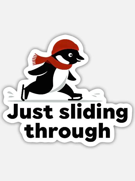 Pinguin Sprint - Sticker Größe S (10 x 10 cm) - Mattweiß