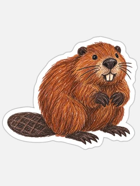 Europäische Biber - Sticker Größe S (10 x 10 cm) - Mattweiß
