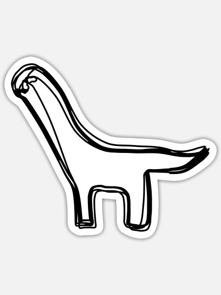 Dino handgezeichnet - Sticker Größe S (10 x 10 cm) - Mattweiß