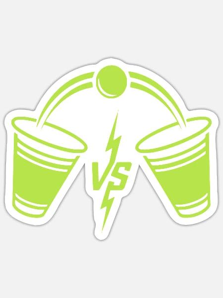 Beer Pong Duell - Sticker Größe S (10 x 10 cm) - Mattweiß