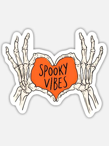 Spooky Vibes Herz aus Knochen - Sticker Größe S (10 x 10 cm) - Mattweiß