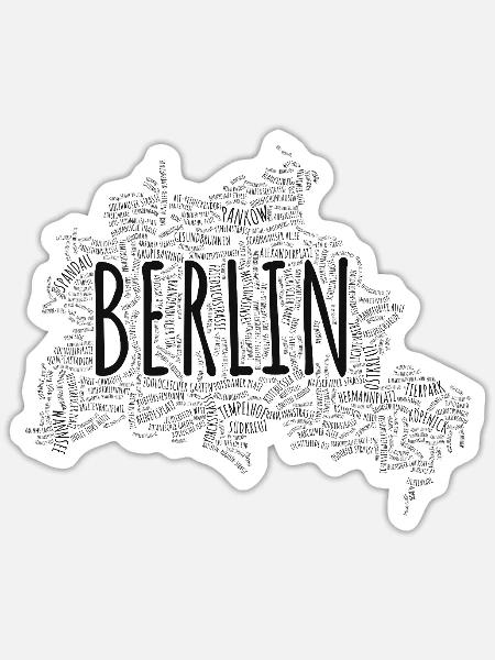Berlin Stadtkarte aus U- und S-Bahnhöfen - Sticker Größe S (10 x 10 cm) - Mattweiß