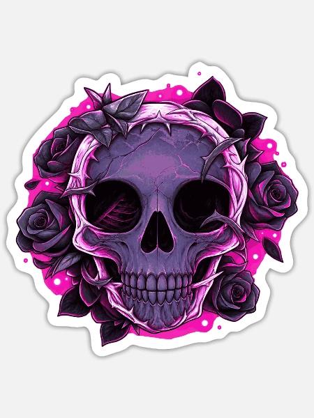 Rosen und Vergänglichkeit - Sticker Größe S (10 x 10 cm) - Mattweiß