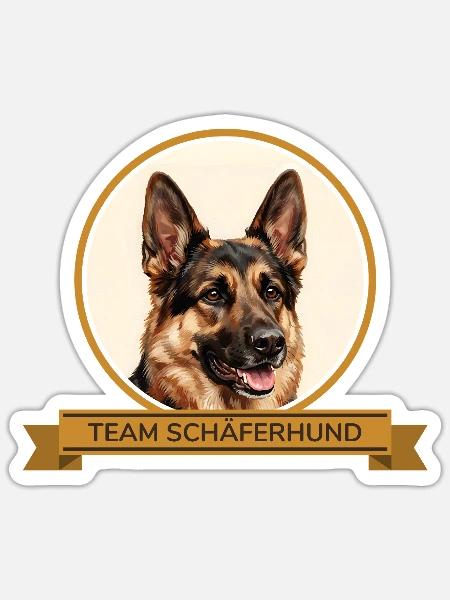 Team Schäferhund - Sticker Größe S (10 x 10 cm) - Mattweiß