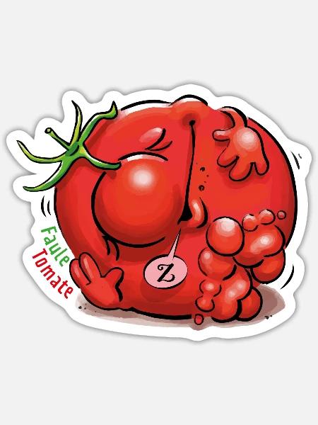 Faule Tomate - Sticker Größe S (10 x 10 cm) - Mattweiß