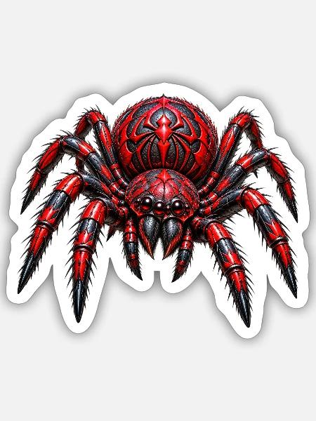 Armored_Crimson_Spider_Cutout - Sticker Größe S (10 x 10 cm) - Mattweiß