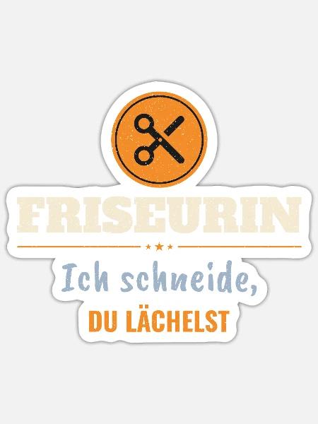 Friseurin – Ich schneide, du lächelst - Sticker Größe S (10 x 10 cm) - Mattweiß