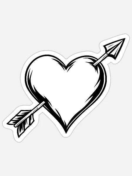 Herz mit Pfeil - Sticker Größe S (10 x 10 cm) - Mattweiß