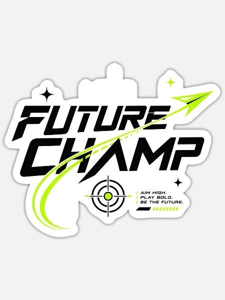 DARTZWERGE - Future Champ - Sticker Größe S (10 x 10 cm) - Mattweiß