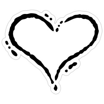 Herz - Scribble (Zeichnung) - Sticker Größe S (10 x 10 cm) - Mattweiß - Vorne