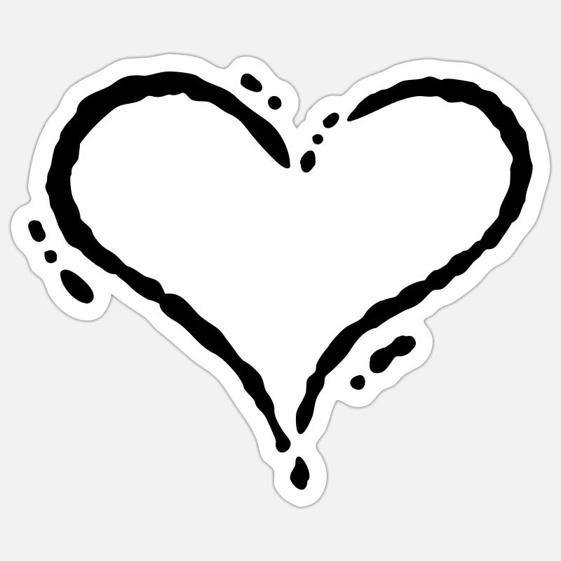 Herz - Scribble (Zeichnung) - Sticker Größe S (10 x 10 cm) - Mattweiß