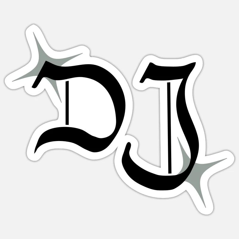 DJ Monogramm - Sticker Größe S (10 x 10 cm) - Mattweiß