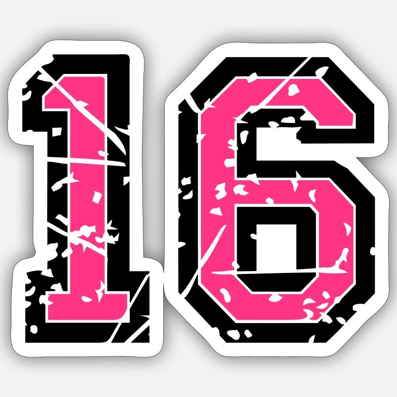 16 Vektor Used Look - Farbwechsel - Sticker Größe S (10 x 10 cm) - Mattweiß