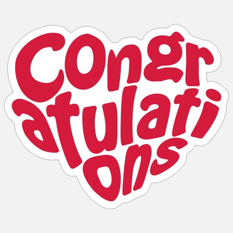 Congratulations | Gratulation - Sticker size S (10 x 10 cm) - white matte