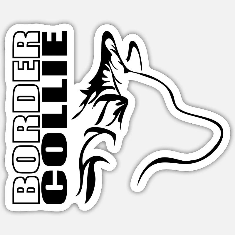 BORDER COLLIE Profil Wilsigns Hunde Hund - Sticker Größe S (10 x 10 cm) - Mattweiß