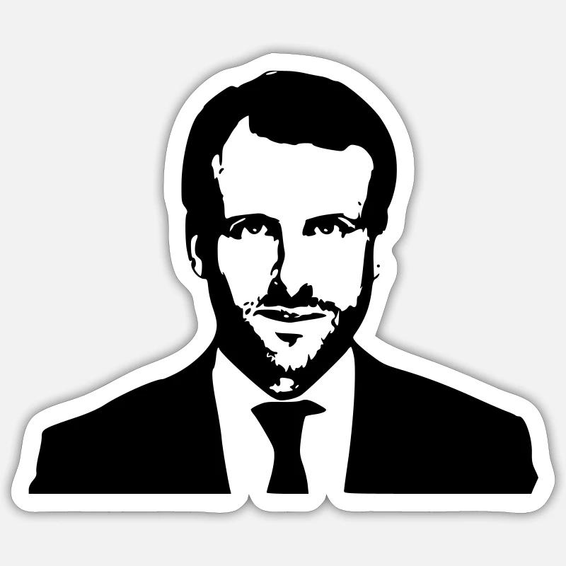 Macron Président - Sticker taille S (10 x 10 cm) - blanc mat