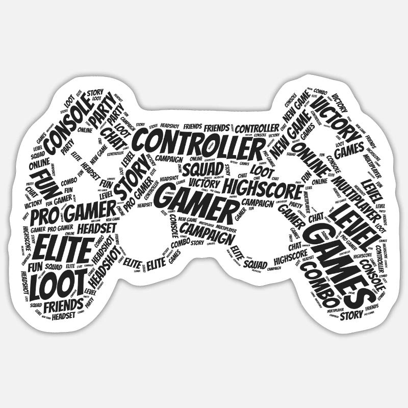 game controller wordart - Sticker Größe S (10 x 10 cm) - Mattweiß