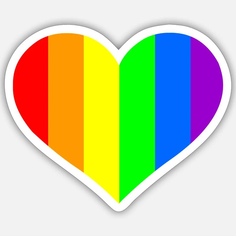 Regenbogen Herz - Sticker Größe S (10 x 10 cm) - Mattweiß