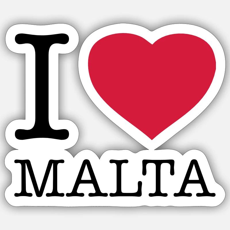 I LOVE MALTA - Sticker taille S (10 x 10 cm) - blanc mat