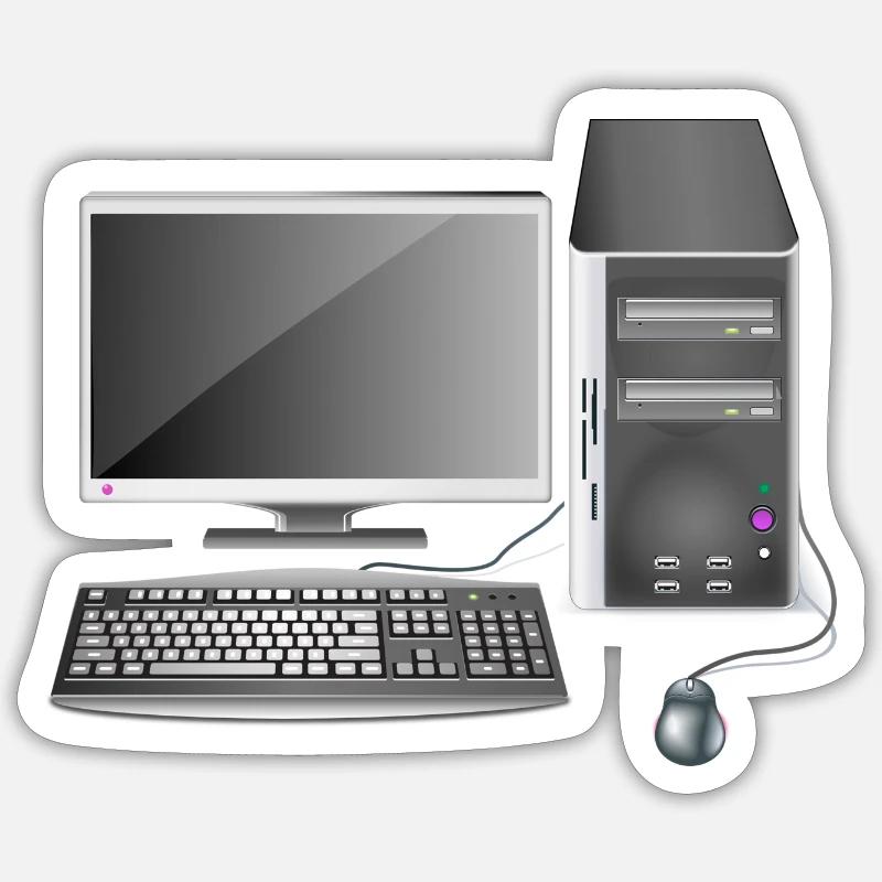 Fester Computer - Sticker Größe S (10 x 10 cm) - Mattweiß