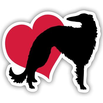 Borzoi my love - Sticker size S (10 x 10 cm) - white matte - Front