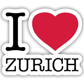 I LOVE ZURICH Zürich - Sticker Größe S (10 x 10 cm) - Mattweiß - Vorne