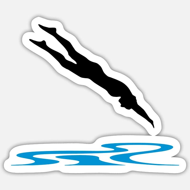 nager, nageuse, nageur - Sticker taille S (10 x 10 cm) - blanc mat