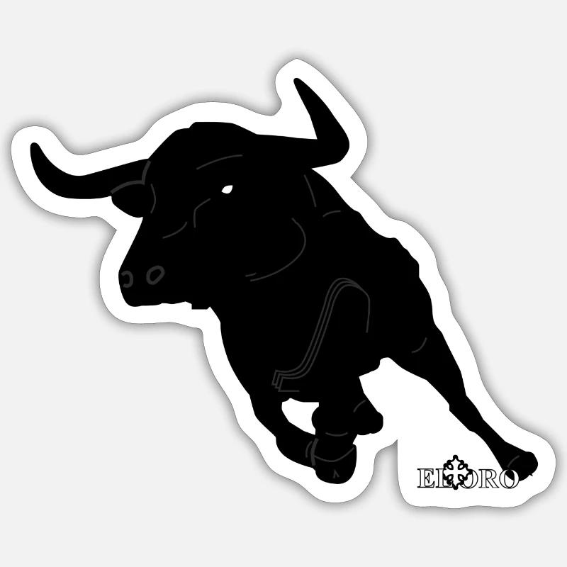 taureau en course - Sticker taille S (10 x 10 cm) - blanc mat