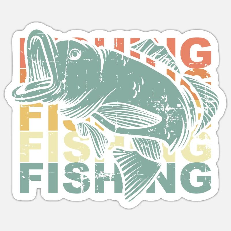 Pêche pêche - Sticker taille S (10 x 10 cm) - blanc mat