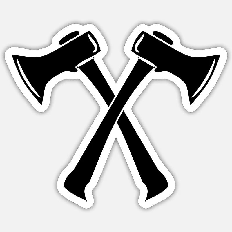 Axe axes lumberjack forest fire 1c Sticker size S (10 x 10 cm)