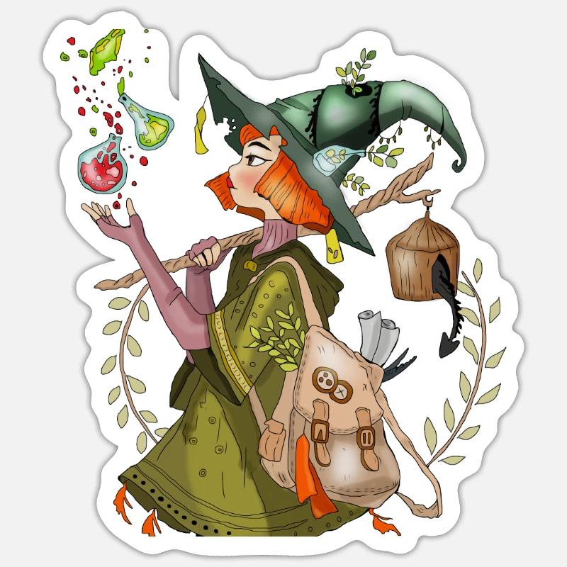 sorcière - Sticker taille S (10 x 10 cm) - blanc mat