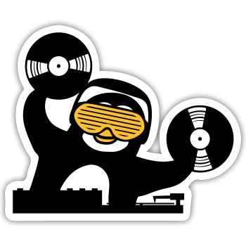 dj musik platte auflegen mischpult club disko ping - Sticker Größe S (10 x 10 cm) - Mattweiß - Vorne