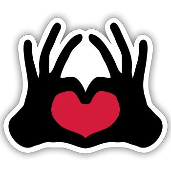 form outlined 2 hands pair of team hand signs half - Sticker size S (10 x 10 cm) - white matte - Front