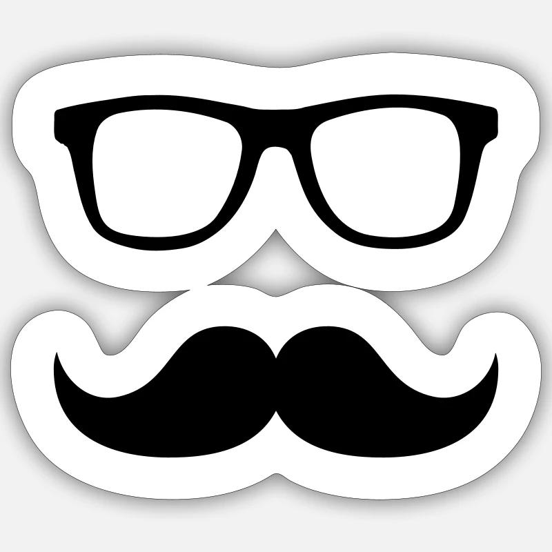 Mustache Lunettes - Sticker taille S (10 x 10 cm) - blanc mat