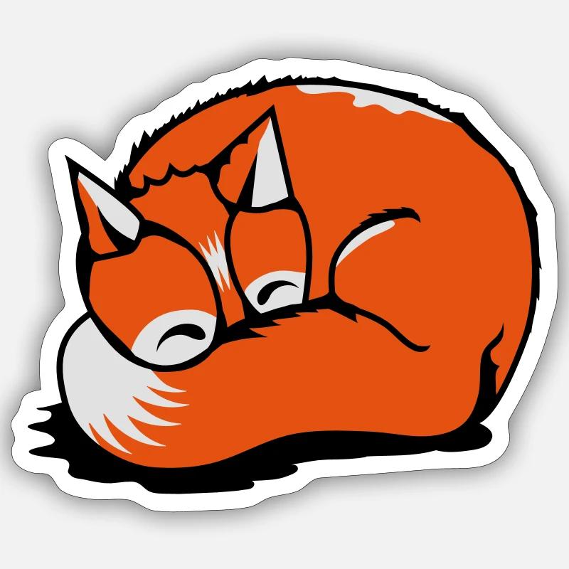 A sleeping fox - Sticker size S (10 x 10 cm) - white matte