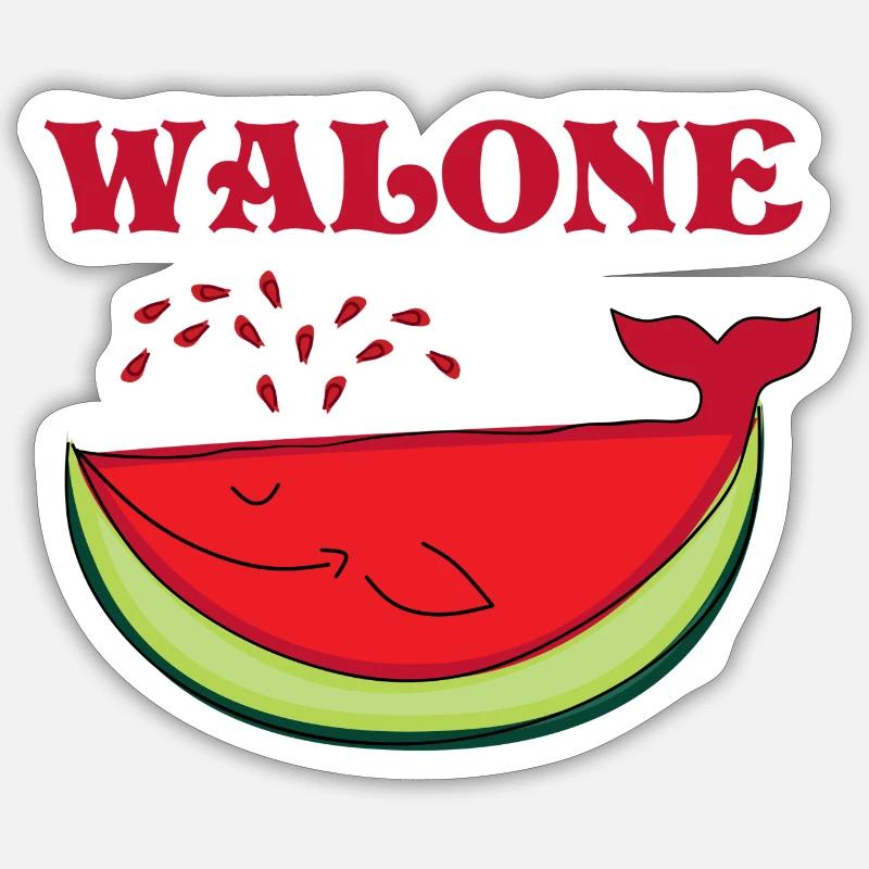 Walone Wal Wassermelone Melone Süße Geschenk Idee Sticker Größe S (10 x 10 cm)