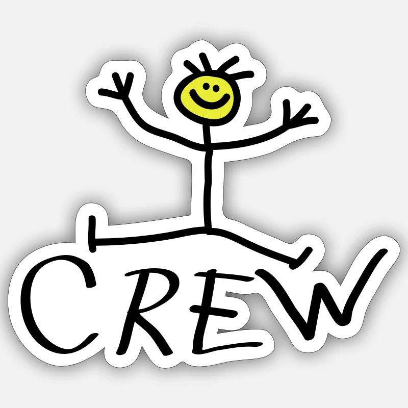 Happy Crew - Sticker taille S (10 x 10 cm) - blanc mat
