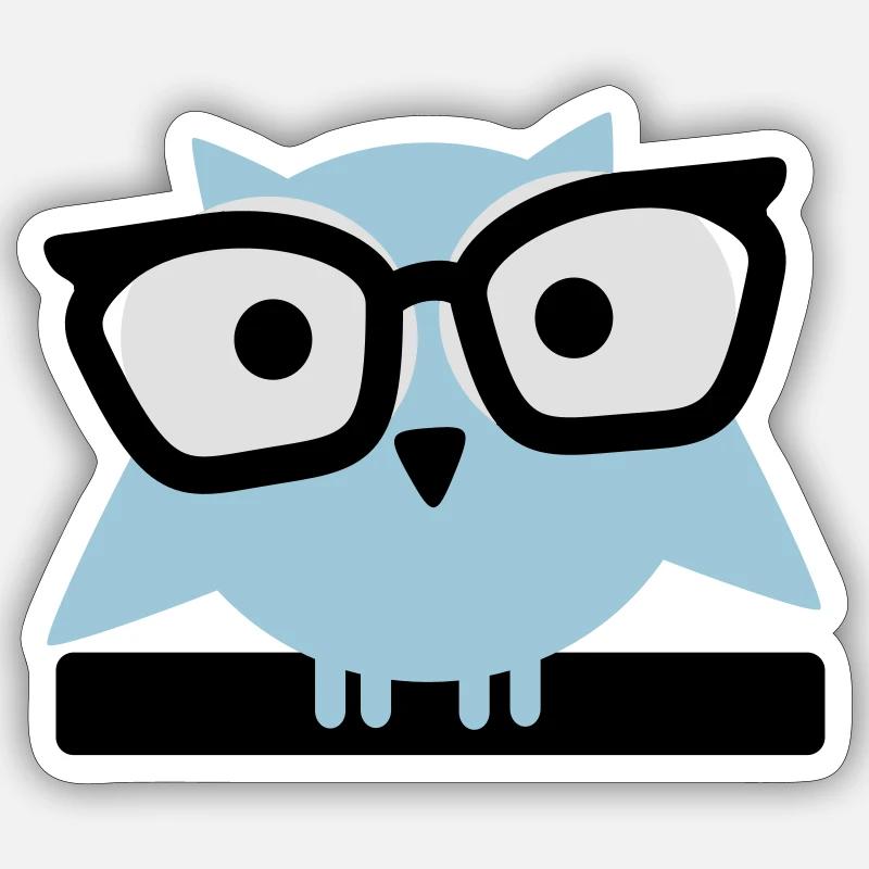 Eule mit Brille - Sticker Größe S (10 x 10 cm) - Mattweiß