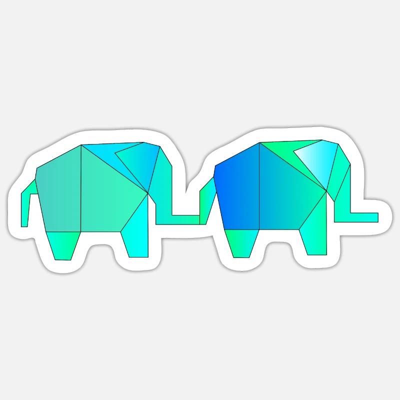 Éléphants - Sticker taille S (10 x 10 cm) - blanc mat