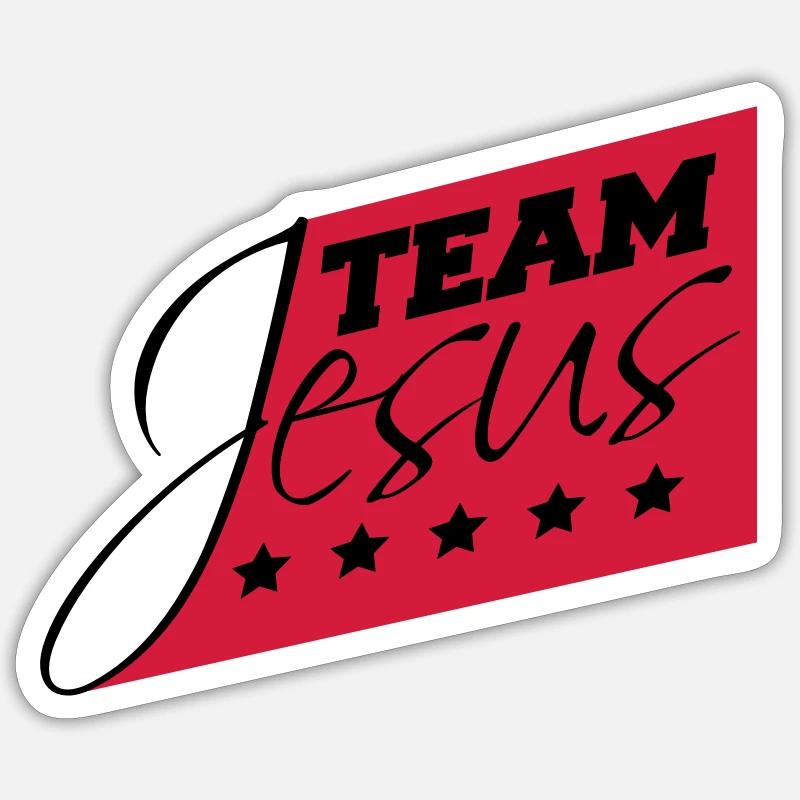 Équipe catholique Jésus-Christ évangélique - Sticker taille S (10 x 10 cm) - blanc mat