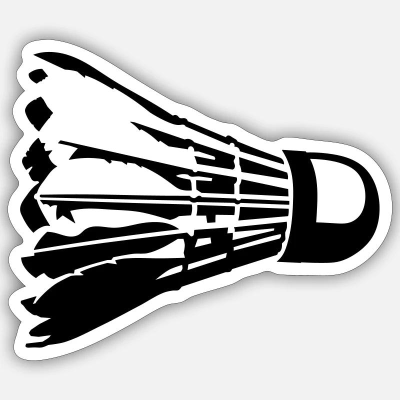 badminton - Sticker taille S (10 x 10 cm) - blanc mat