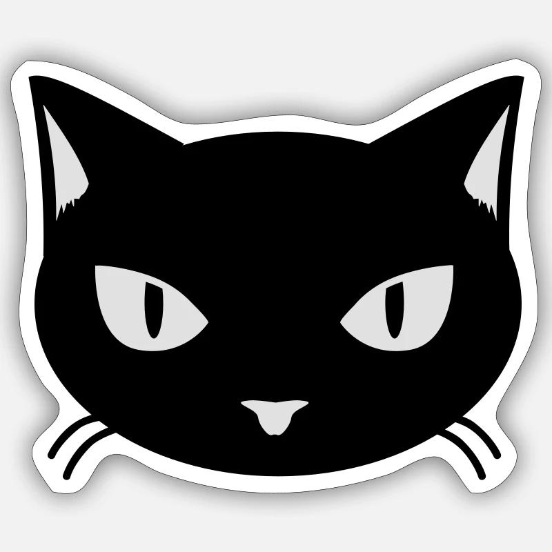 cat - kitty - katze - chat - Sticker taille S (10 x 10 cm) - blanc mat